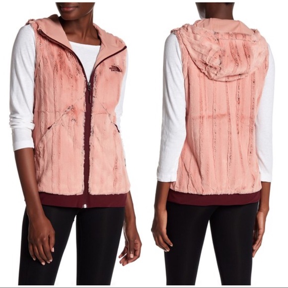 north face faux fur vest